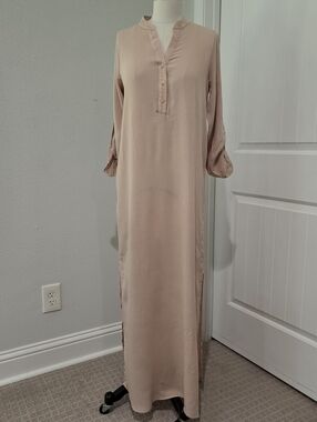 Sand Beige Tan Maxi‎ Tunic Caftan Dress